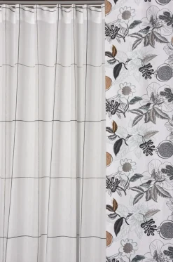 Gardinenstoff Stores mit Bleiband Batistoptik halbtransparent Lurex Karo weiß grau taupe braun 3m Höhe