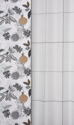 Gardinenstoff Stores mit Bleiband Batistoptik halbtransparent Lurex Karo weiß grau taupe braun 3m Höhe