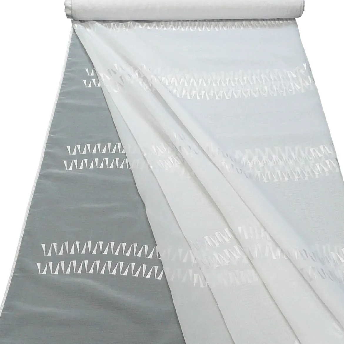 Gardinenstoff Stores Voile weiß mit Stickerei Längs Glanzfäden weiß glanz 2,8m Höhe