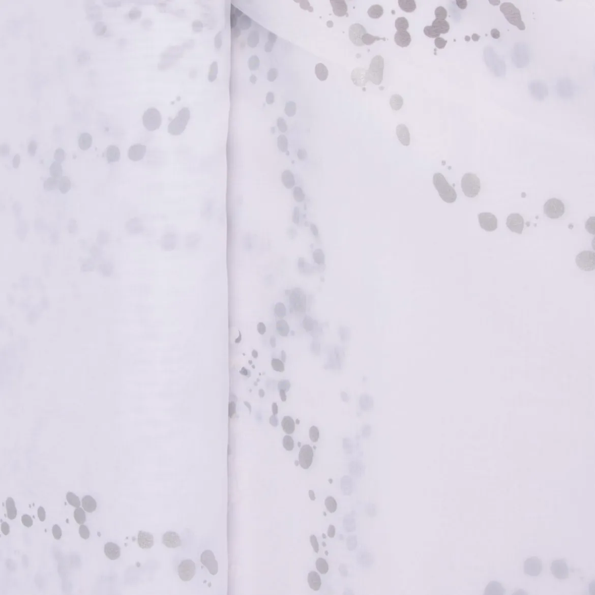 Gardinenstoff Stores Voile weiß mit silberfarbigen Tropfen mit Bleiband 290cm hoch