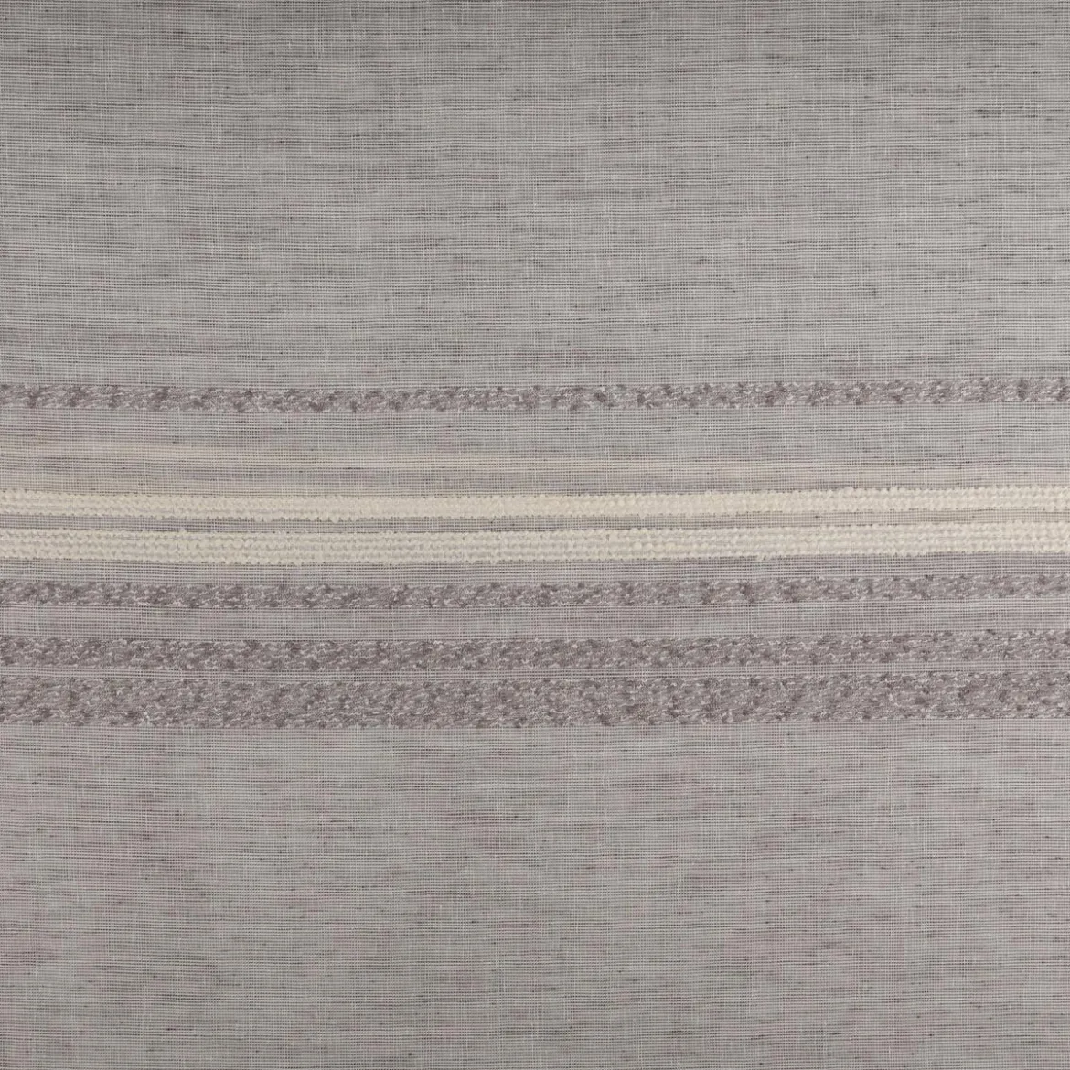 Gardinenstoff Voile Bouclé-Streifen grau wollweiß 160cm Breite