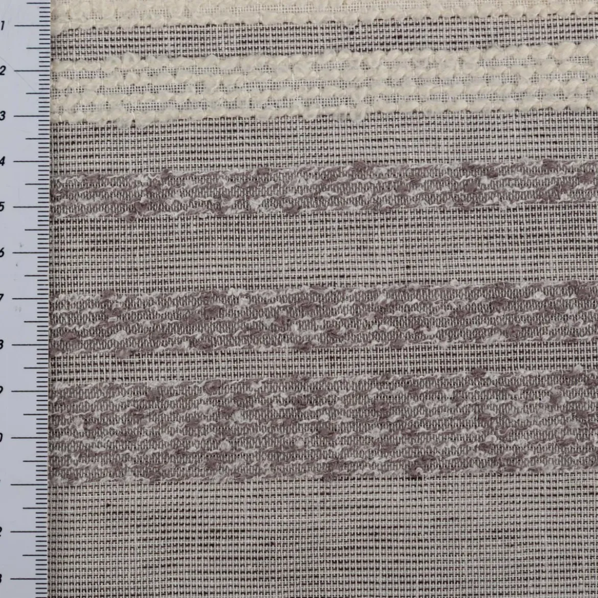 Gardinenstoff Voile Bouclé-Streifen grau wollweiß 160cm Breite