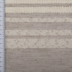 Gardinenstoff Voile Bouclé-Streifen taupe wollweiß 160cm Breite