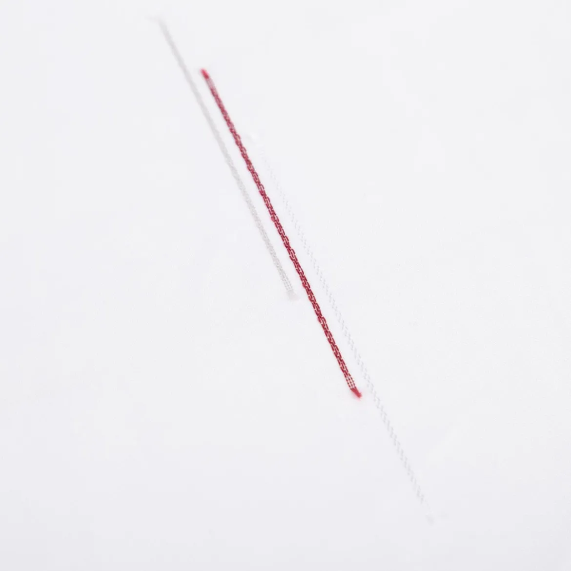 Gardinenstoff Voile Scherli-Streifen weiß rot mit Bleiband 300cm Höhe