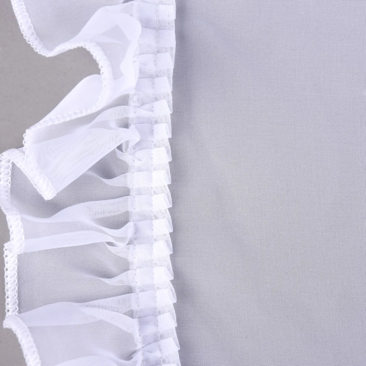 Gardinenstoff Voile Seitenschal Seitenteil mit Volant Rüsche weiß 150cm breit