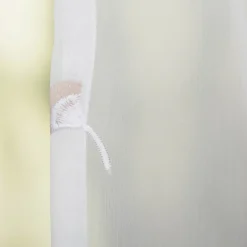 Gardinenstoff Voile Stickerei Fransen Blumen Bogenkante weiß grau beige 280cm Breite