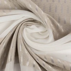 Gardinenstoff Voile transparent Tivoli Streifen weiß beige 152cm Breite