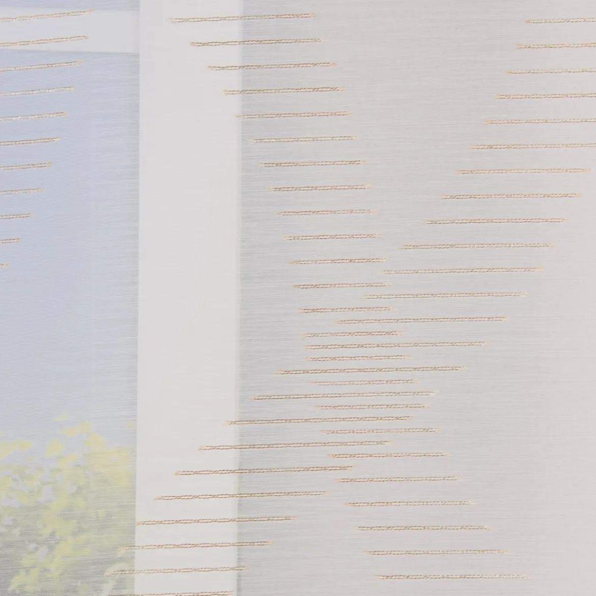 Gardine Paneele Schiebevorhang Meterware CARRARA weiß halbtransparent gold beige 60cm Breite