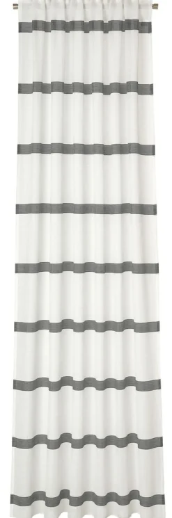 Gardine Portis verdeckte Schlaufen Streifen weiß grau 140x245cm (BxH)