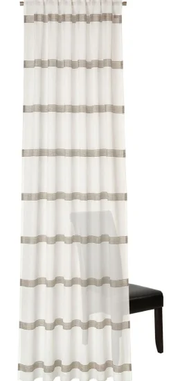 Gardine Portis verdeckte Schlaufen Streifen weiß braun 140x245cm (BxH)