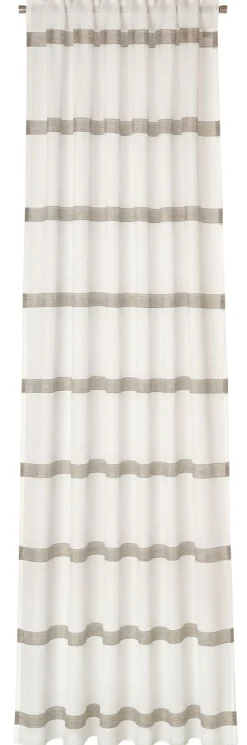 Gardine Portis verdeckte Schlaufen Streifen weiß braun 140x245cm (BxH)