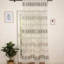 Gardine Schlaufenbandschal Scherli Streifen transparent weiß grau 140x245cm (BxH)