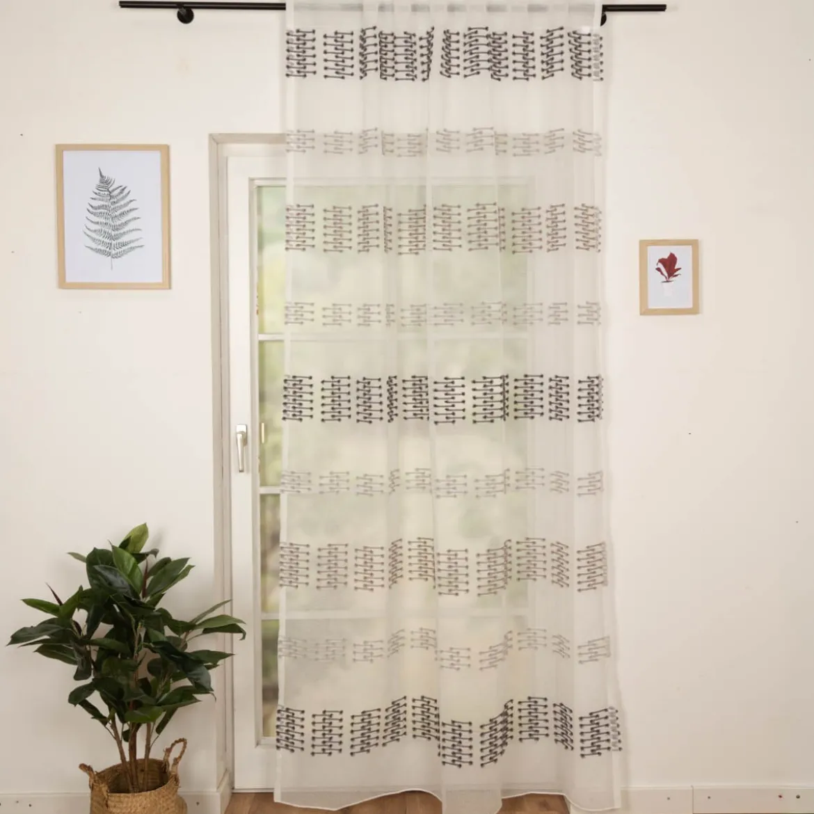 Gardine Schlaufenbandschal Scherli Streifen transparent weiß grau 140x245cm (BxH)