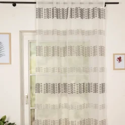 Gardine Schlaufenbandschal Scherli Streifen transparent weiß grau 140x245cm (BxH)