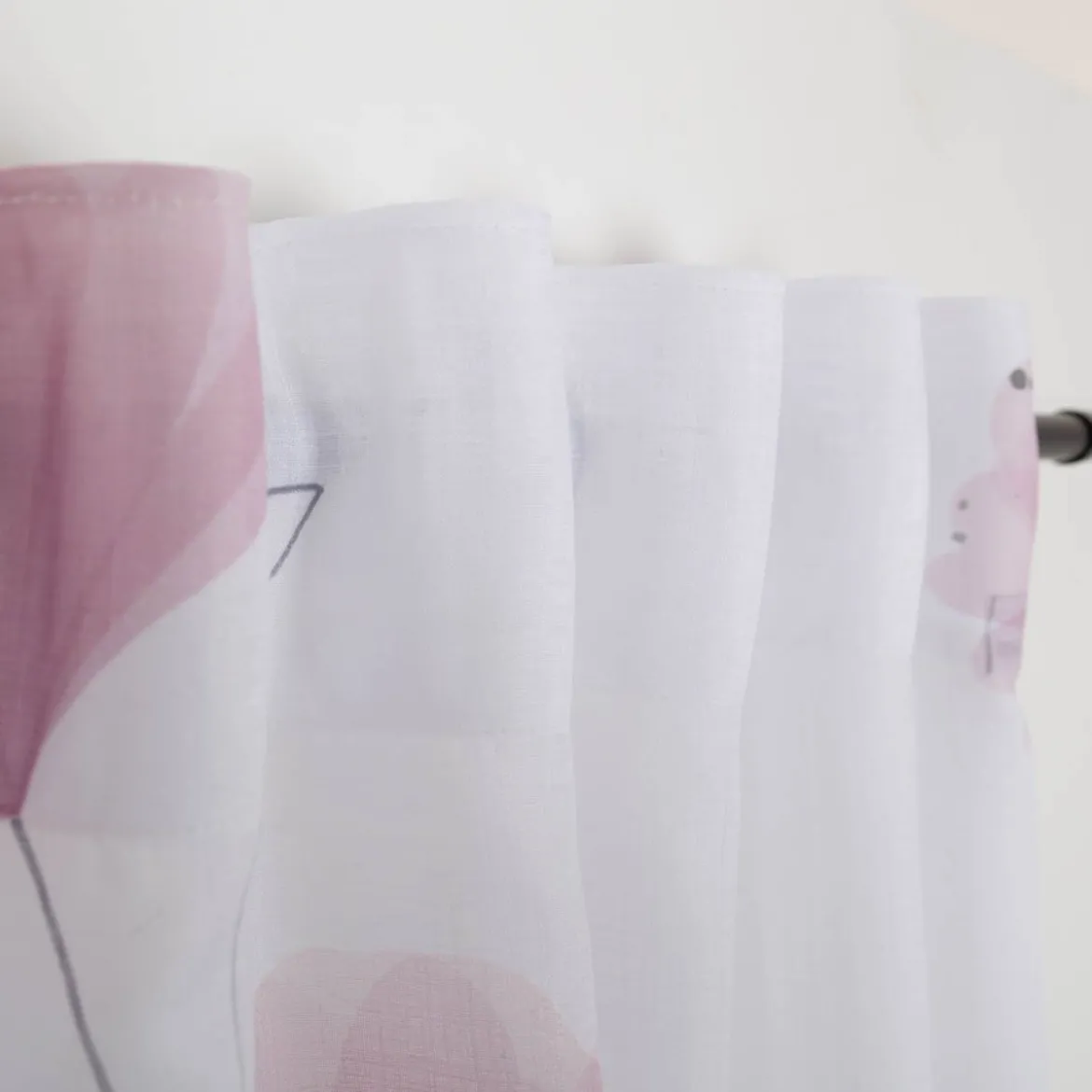Gardine Vorhang Blumen wollweiß mauve transparent mit Smok-Schlaufenband in 245cm oder Wunschlänge von SCHÖNER LEBEN.