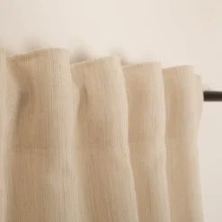 Gardine Vorhang Leinenoptik Zabo helles Natur mit Smok-Schlaufenband in 245cm oder Wunschlänge von SCHÖNER LEBEN.