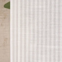 Gardine Vorhang Zen mit Längsstreifen ecru hellgrau 280cm breit und 260cm hoch oder Wunschlänge von SCHÖNER LEBEN.