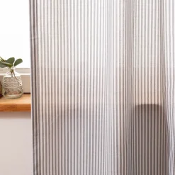 Gardine Vorhang Zen mit Längsstreifen ecru anthrazit 140cm breit und 260cm hoch oder Wunschlänge von SCHÖNER LEBEN.