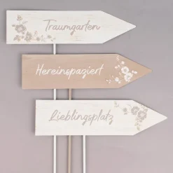 Gartenstecker Schild Holzoptik Blumen Metall 30x97cm verschiedene Designs