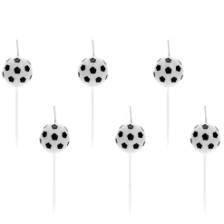 Geburtstagskerzen Set Fußball weiß schwarz 6 Stück 2,5cm