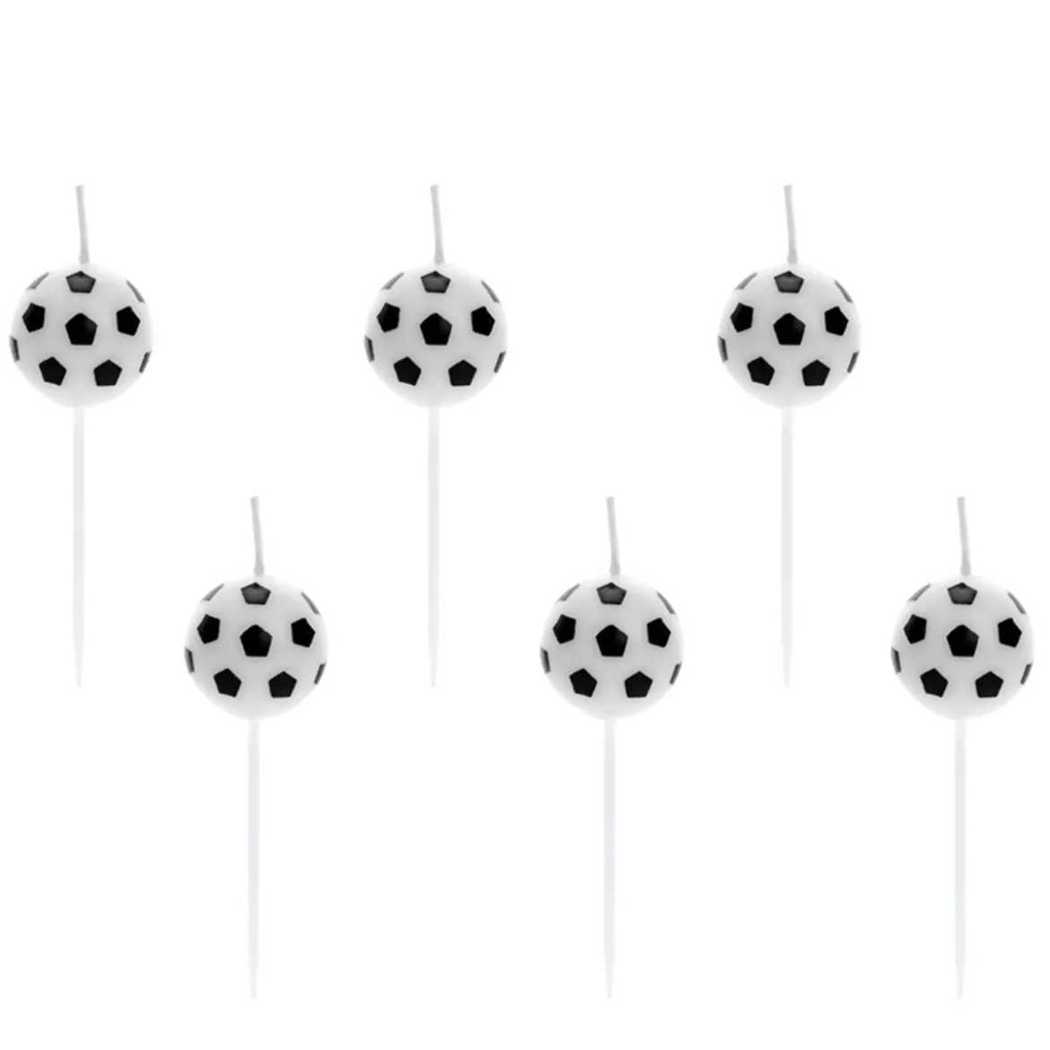 Geburtstagskerzen Set Fußball weiß schwarz 6 Stück 2,5cm