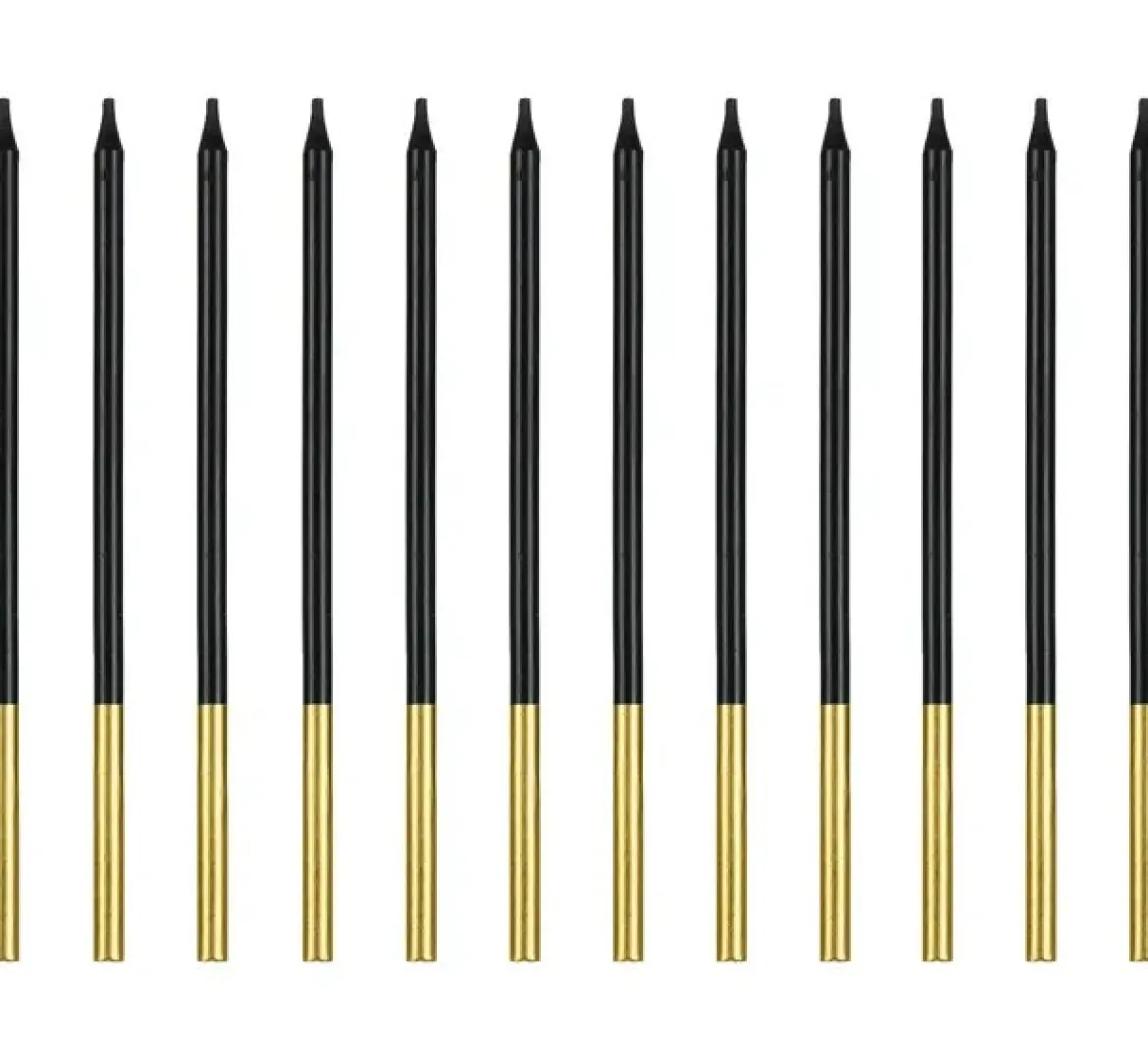 Geburtstagskerzen 12 Stück schwarz-gold 12,5cm