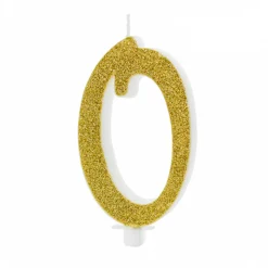 Geburtstagskerze Zahlen 0 bis 9 gold glitzernd 10cm