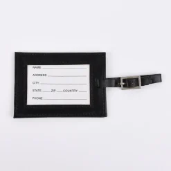 Gepäckanhänger mit Mandalaprägung Leder schwarz 11,5x8cm