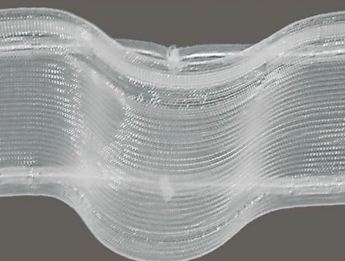 Gerster Gardinenband Wellenband mit Steg Schlaufenband volltransparent mit Zugverhältnis 1:1,25 in 100mm breit