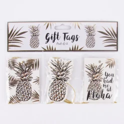 Geschenkanhänger Ananas 12 Stück versch. Motive schwarz weiß goldfarig 5,5x8cm