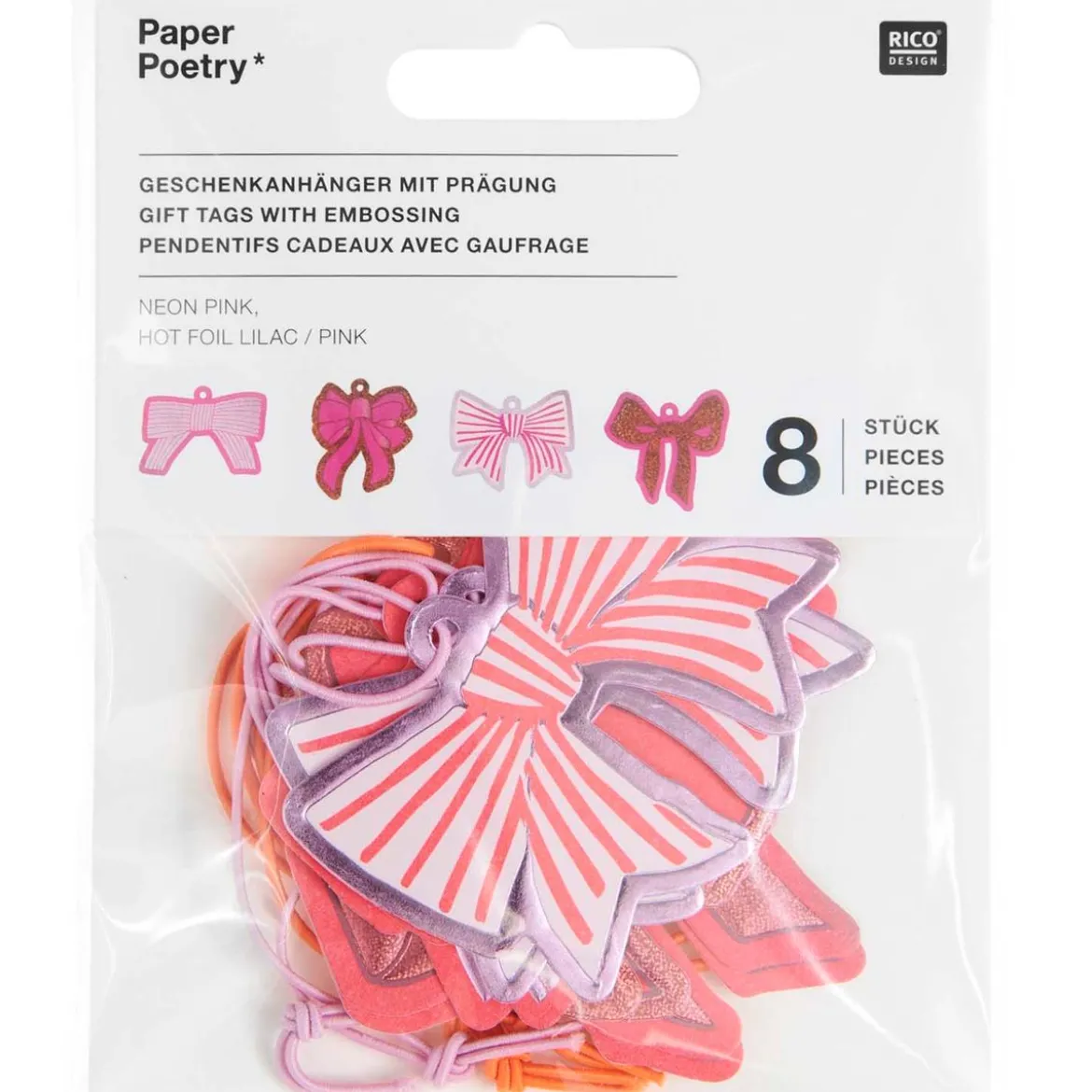Geschenkanhänger Schleifen in Rosa 8Stk von Rico Design