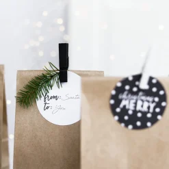 Geschenkanhänger-Set aus 12 runden Anhängern und 2 Schnüren