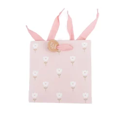Geschenktasche Blumen rosa weiß 17x6x17cm