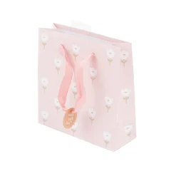 Geschenktasche Blumen rosa weiß 17x6x17cm