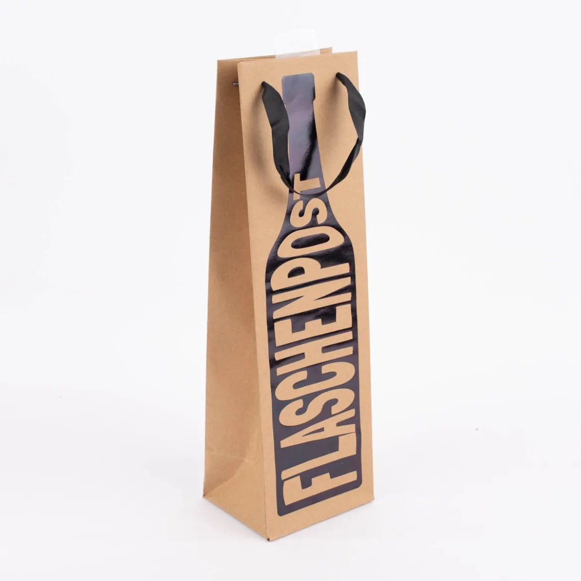 Geschenktasche Flaschentasche Flaschenpost natur schwarz 12x40x10cm verschiedene Motive