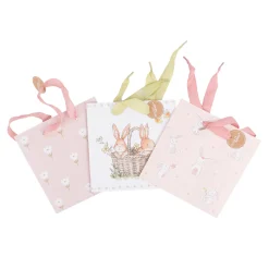 Geschenktasche Hasen im Korb weiß braun 17x6x17cm