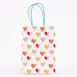 Geschenktüte bedruckt mit einfarbigem Henkel versch. Motive weiß bunt 15x8x21cm