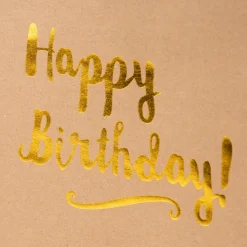 Geschenktüte Happy Birthday! Kraftpapier Größe M braun goldfarbig 20x24x11cm