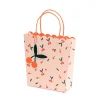 Geschenktüte mittel Kirschen Papier mit gewelltem Rand rosa rot orange 18x23x8cm