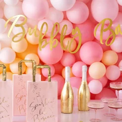 Geschenktüten Sparkle like Prosecco 6er Set rosa goldfarbig 26x18x10cm
