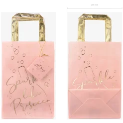 Geschenktüten Sparkle like Prosecco 6er Set rosa goldfarbig 26x18x10cm