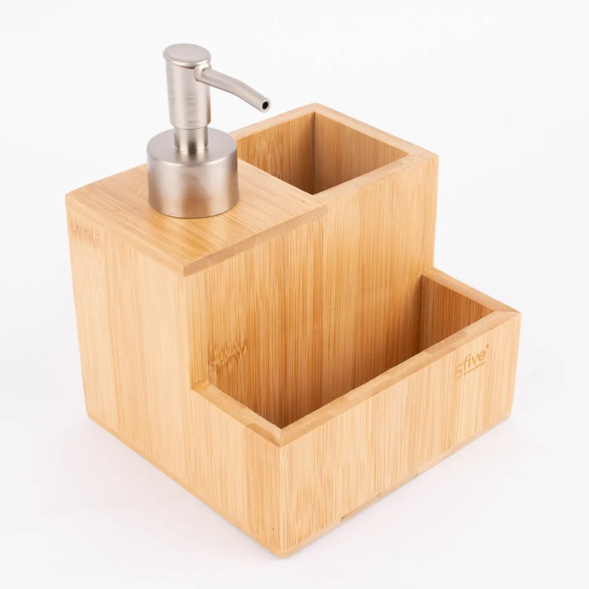 Geschirrspülset Spülmittelspender Bürste Schwamm Bambus natur 13x12,5x18cm
