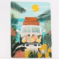 Geschirrtücher Camper Vanlife Retro Bus 3er Set aus Baumwolle 50x70 cm türkis bunt