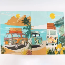 Geschirrtücher Camper Vanlife Retro Bus 3er Set aus Baumwolle 50x70 cm türkis bunt