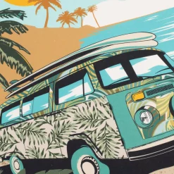 Geschirrtücher Camper Vanlife Retro Bus 3er Set aus Baumwolle 50x70 cm türkis bunt