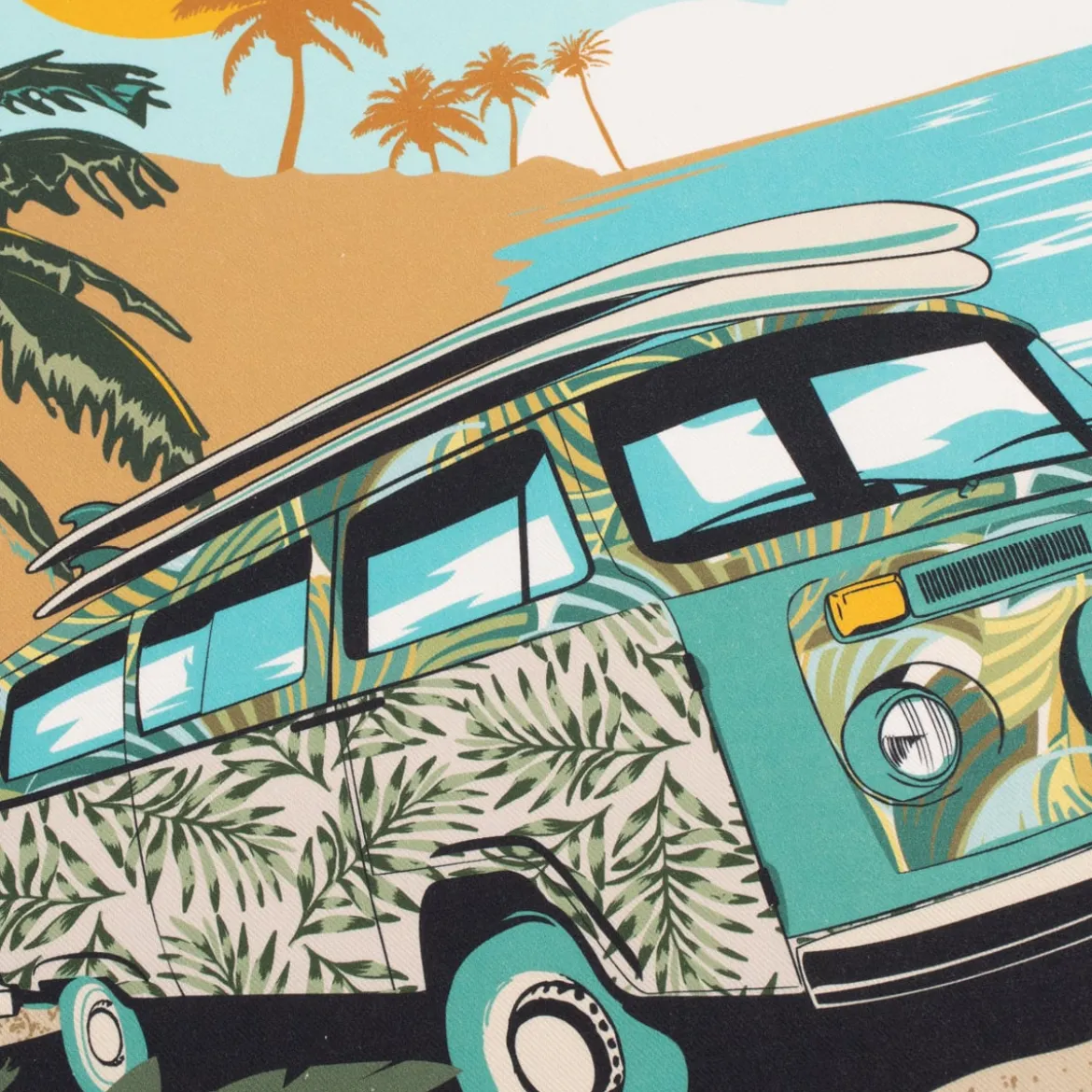 Geschirrtücher Camper Vanlife Retro Bus 3er Set aus Baumwolle 50x70 cm türkis bunt