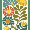 Geschirrtücher Flova Retro Blumen 3er Set aus Baumwolle 50x70 cm bunt