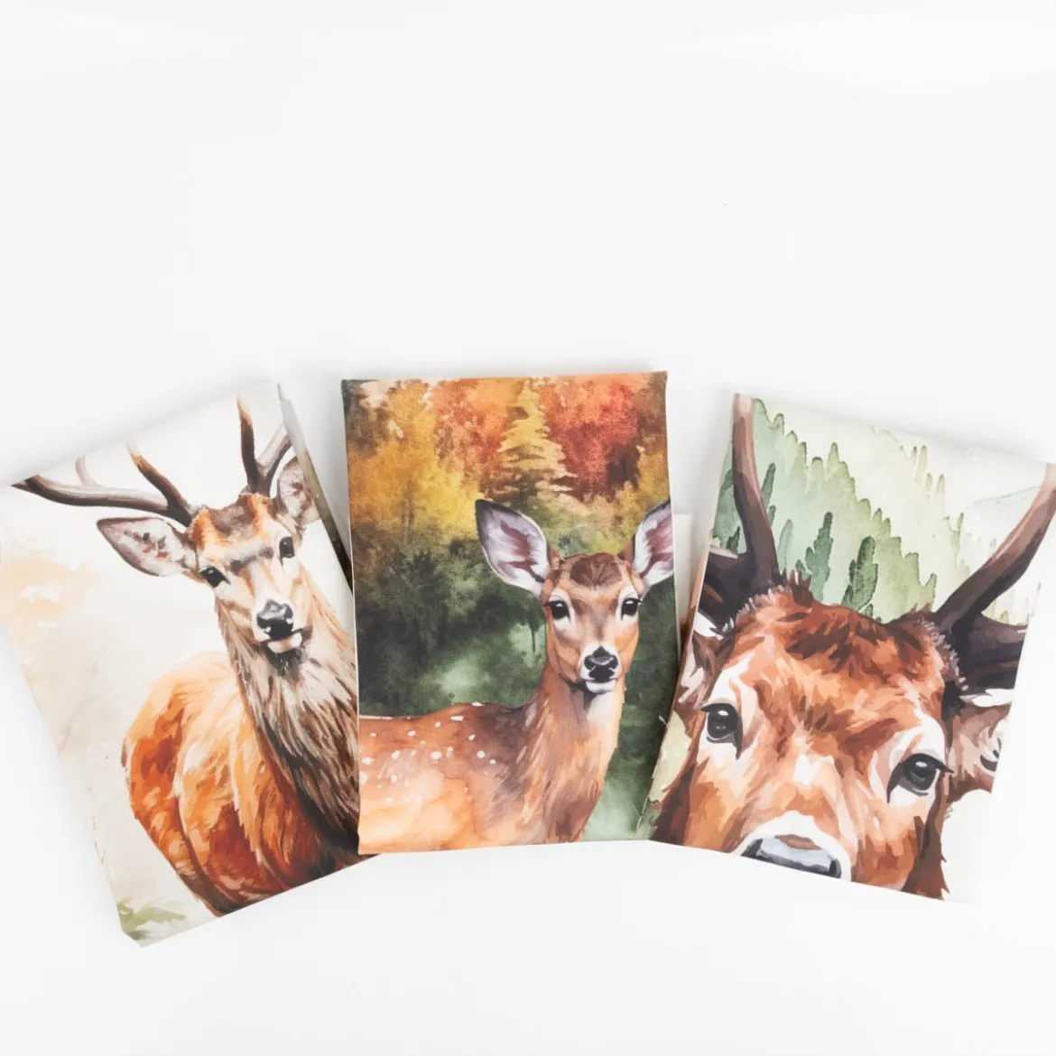 Geschirrtücher Hirsch Wald 3er Set aus Baumwolle 50x70 cm französisches Dessin