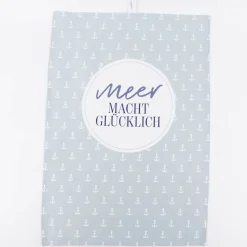 Geschirrtuch aus Baumwolle Meer macht glücklich kleiner Anker blau weiß 50x70cm von La Vida