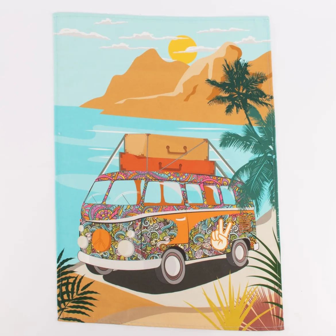 Geschirrtuch Camper Vanlife Retro Bus 50x70cm verschiedene Motive türkis bunt